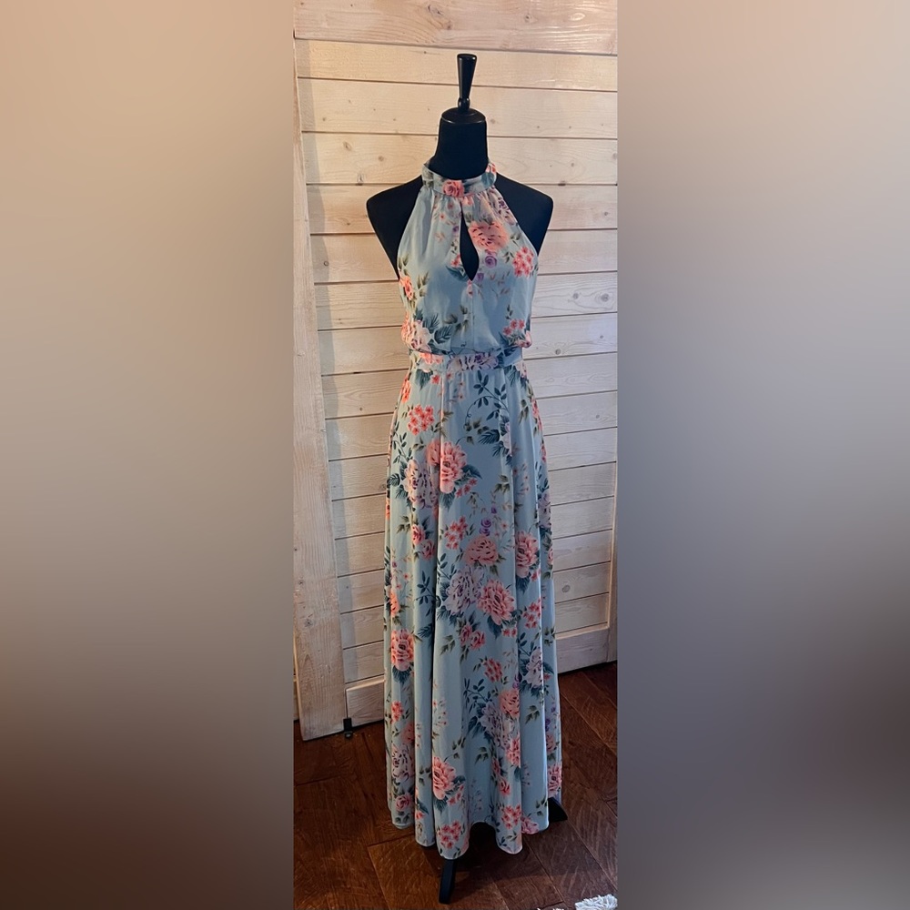 Halter floral floor length dress